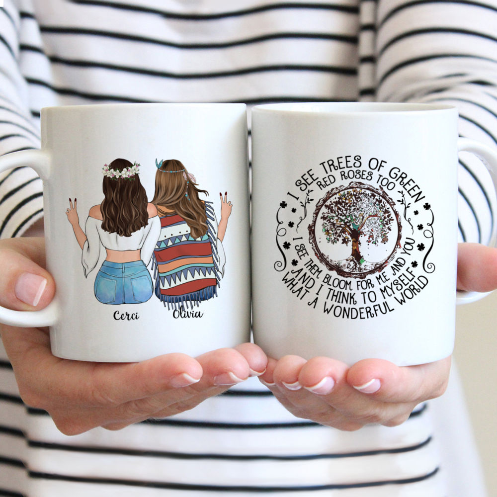 Boho Hippie Bohemian - I See Trees Of Green Red Roses Too (S) - Personalized Mug