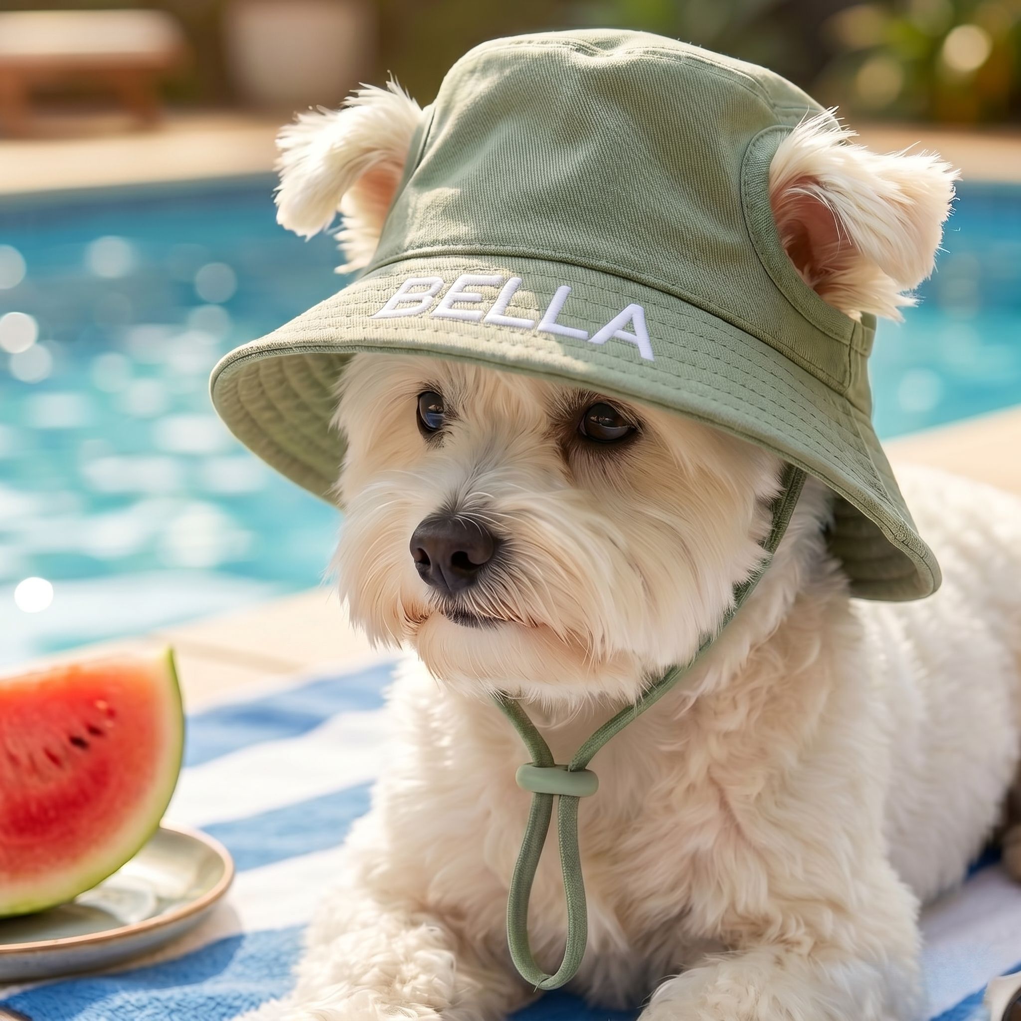 Dog Hat - Embroidered Dog Hat with Ears, Dog Name, Gifts for Dogs - Personalized Dog bucket hat Brim