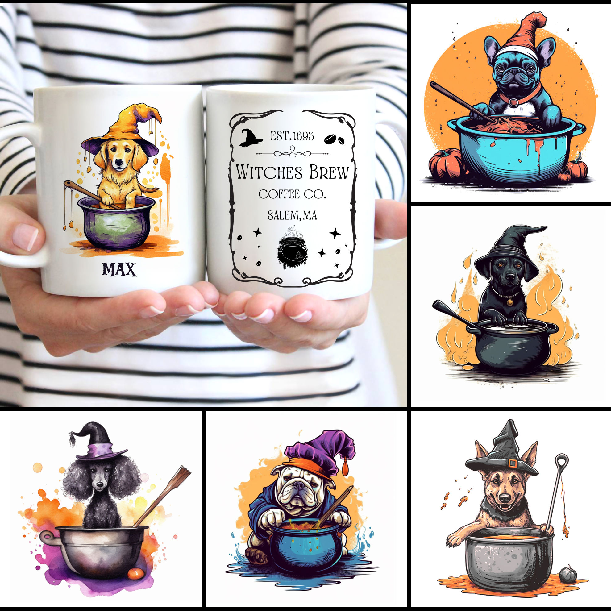 Halloween Dog Mug - Witch Brew Coffee Co. Mug - Personalized Mug