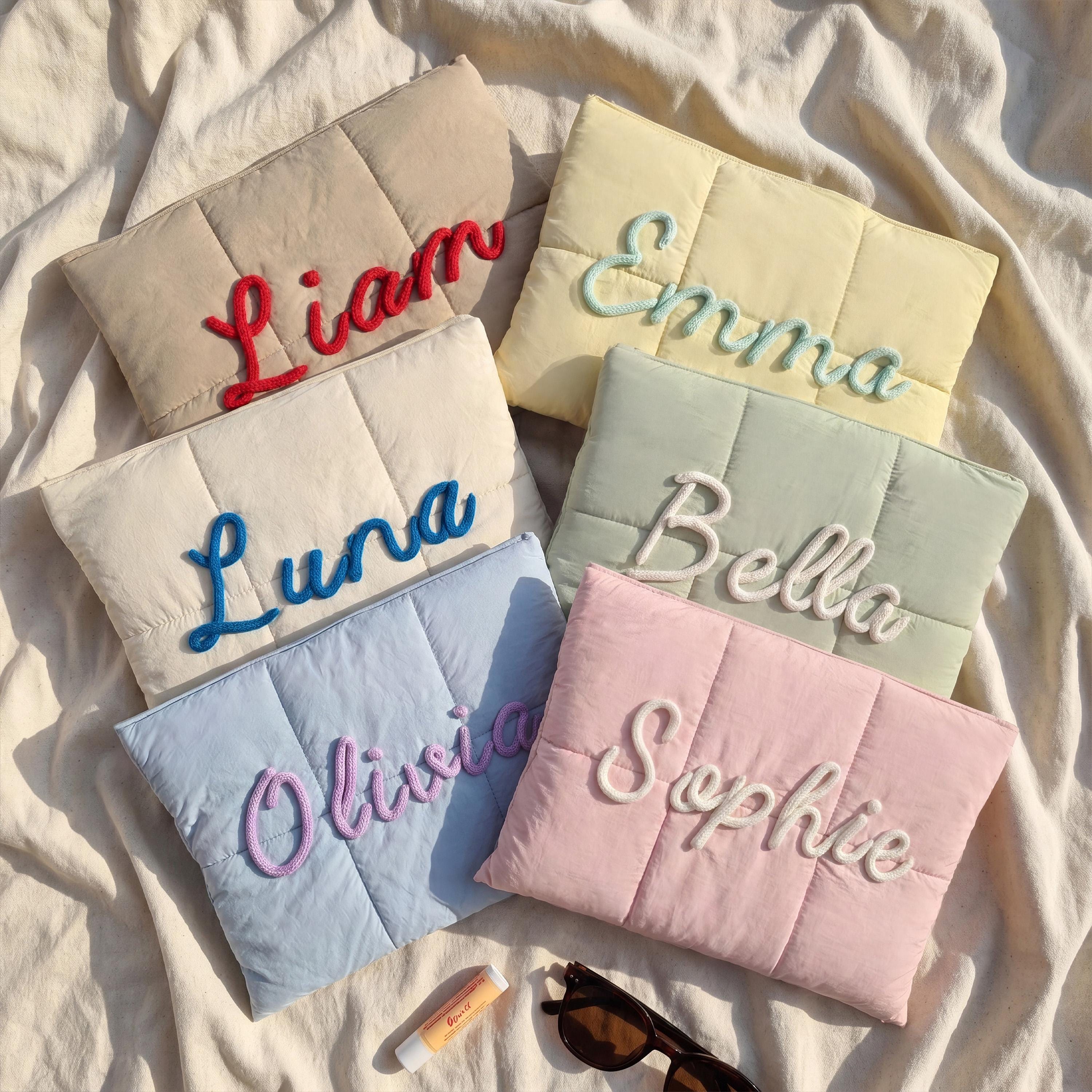 Laptop Sleeves - Personalized Chenille Name Quilted Laptop Bag, Best Friend Gift Set, Matching Roommate Sorority Gift, Coworker Squad - Personalized Trendy 2026