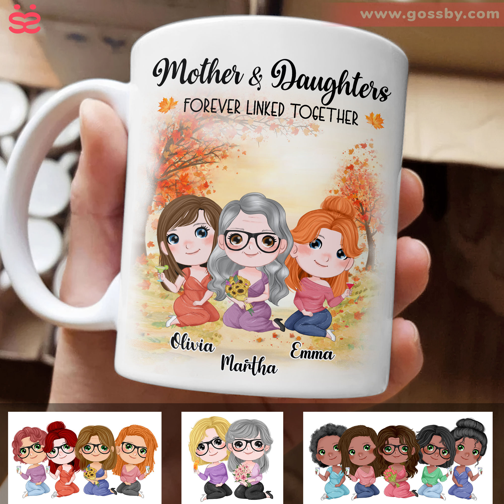 Fall Season Doll - Christmas Gifts For Mom - Mother and Daughters Forever Linked Together ( Custom Mug) - Personalized Mug