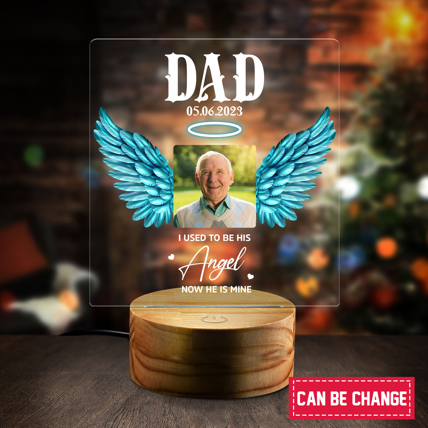 Night light - Dad in heaven night light, Angel Wing Dad Night Light, Now He Is Mine Night Light, Dad Loss night light 32066