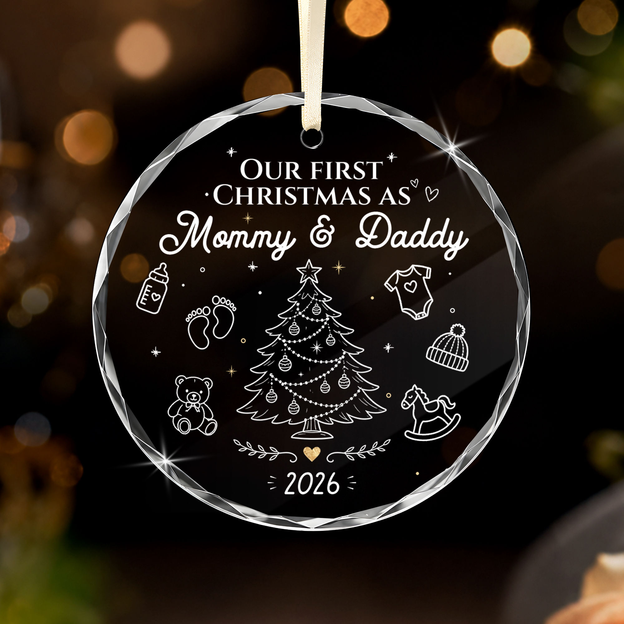 First Christmas Mommy & Daddy Crystal Ornament 2026
