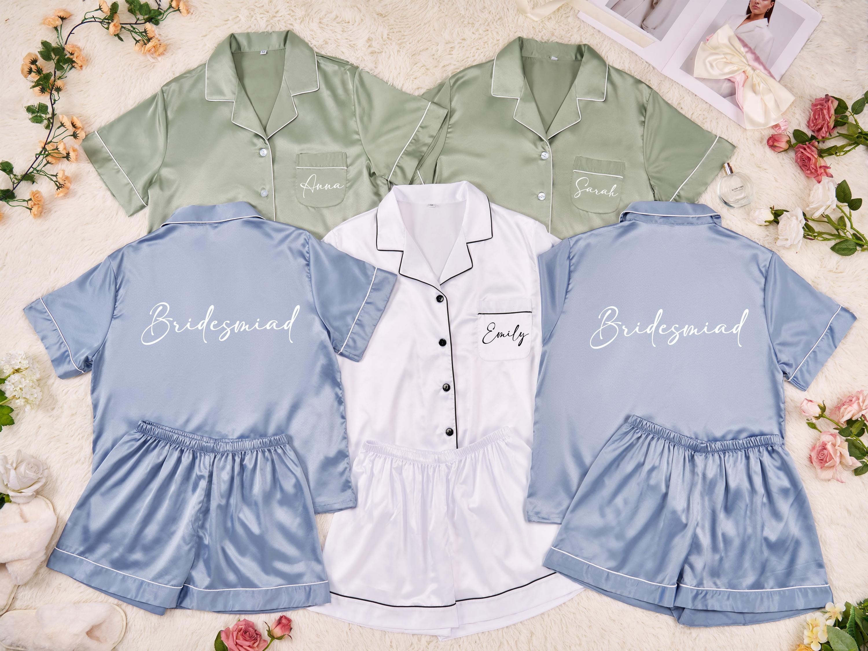 Paper & Party Supplies - Personalized Bridesmaid Pajamas Sets, Bridesmaid PJs sets, Monogram Satin PJs, Bridal Shower Gifts, Wedding Gift Bachelorette Party Gifts - Personalized Trendy 2026