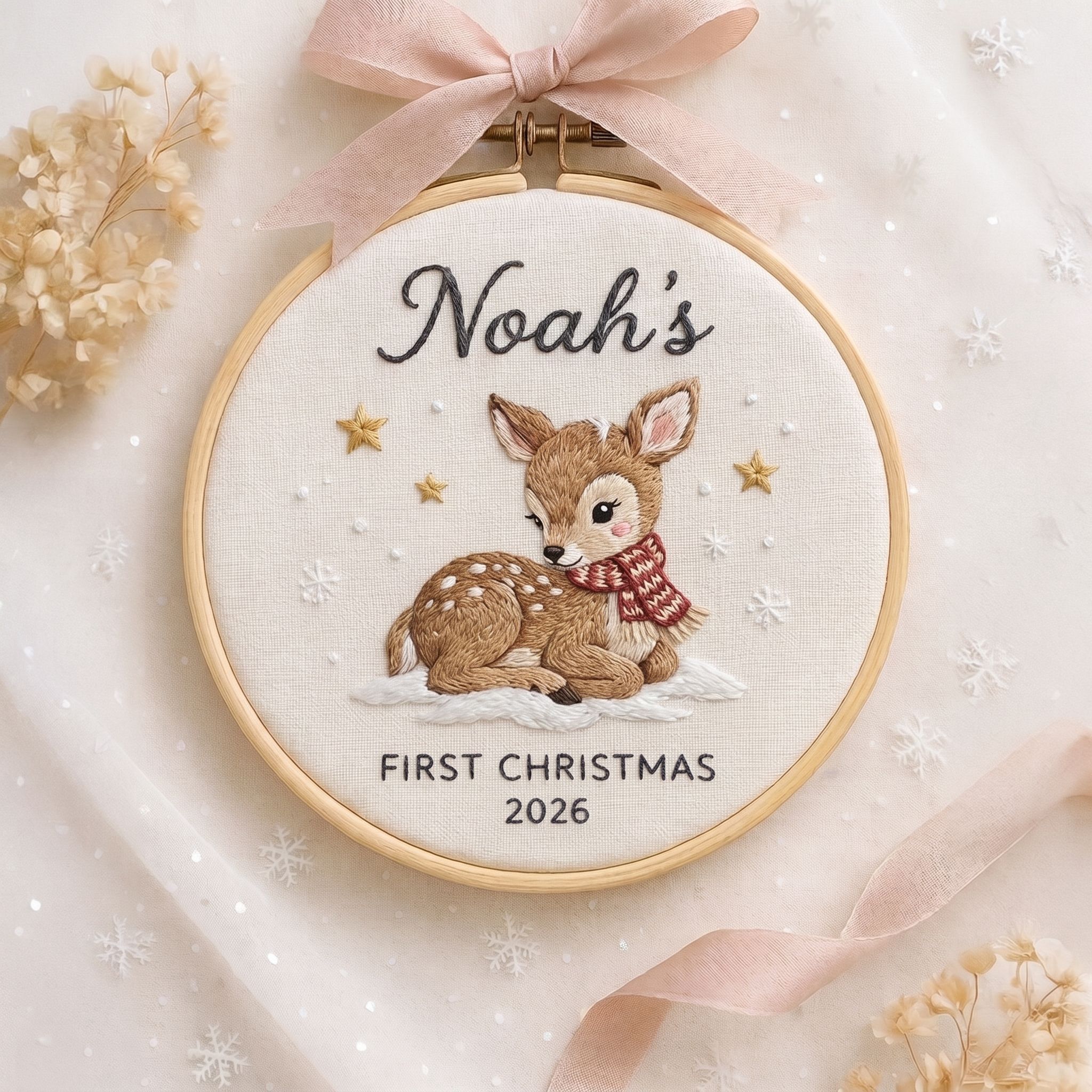 Personalized Baby Deer First Christmas Ornament 2026 | Custom Name Keepsake