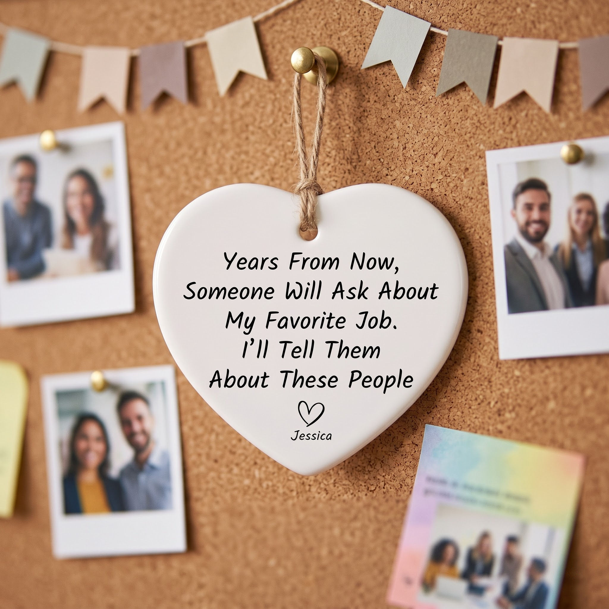 Personalized Coworker Ceramic Heart Ornament | Gift