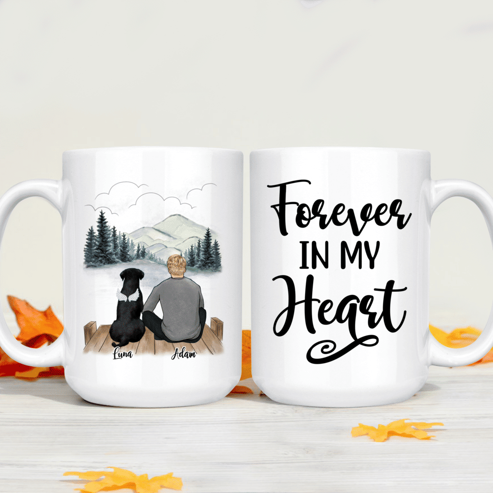 Personalized Dog Dad Mug - Man and Dogs - Forever In My Heart
