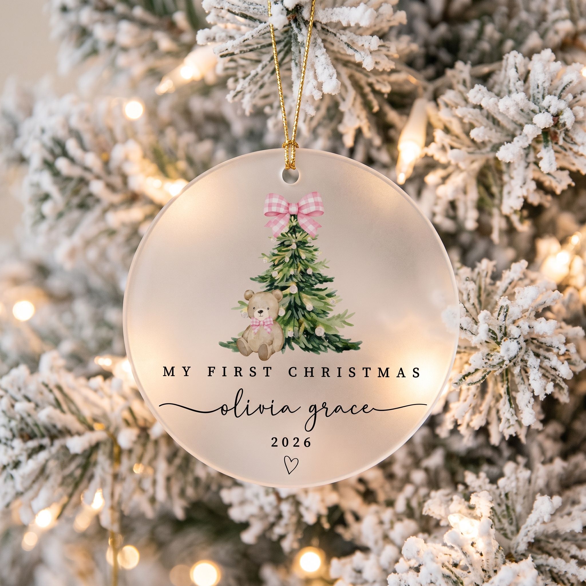 Personalized First Christmas Ornament - Frosted Acrylic Keepsake