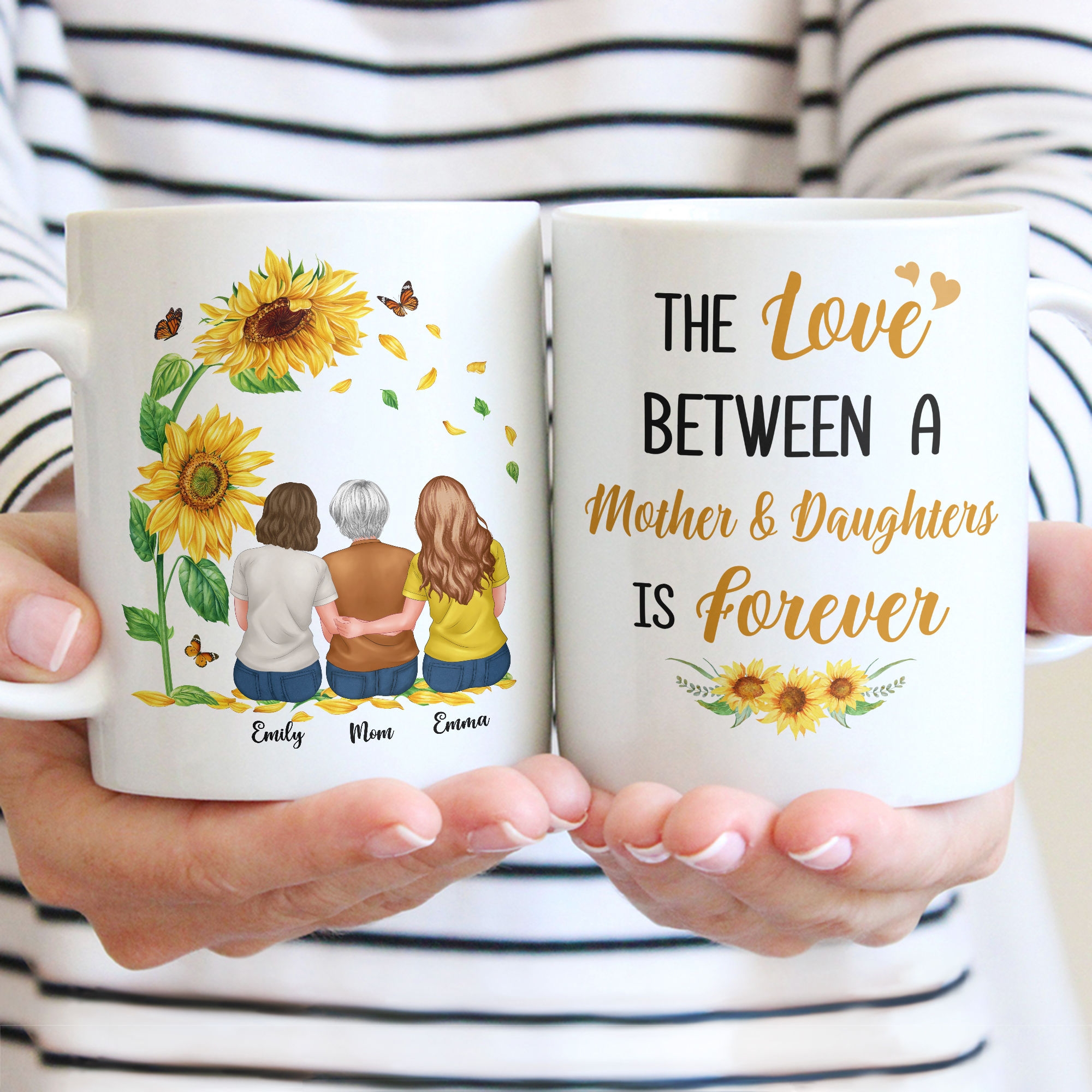 Personalized Gift For Mom - The Love Between Mother and Daughters Is Forever Sunflower | Happy Mother's Day 2025 - Personalized Mug