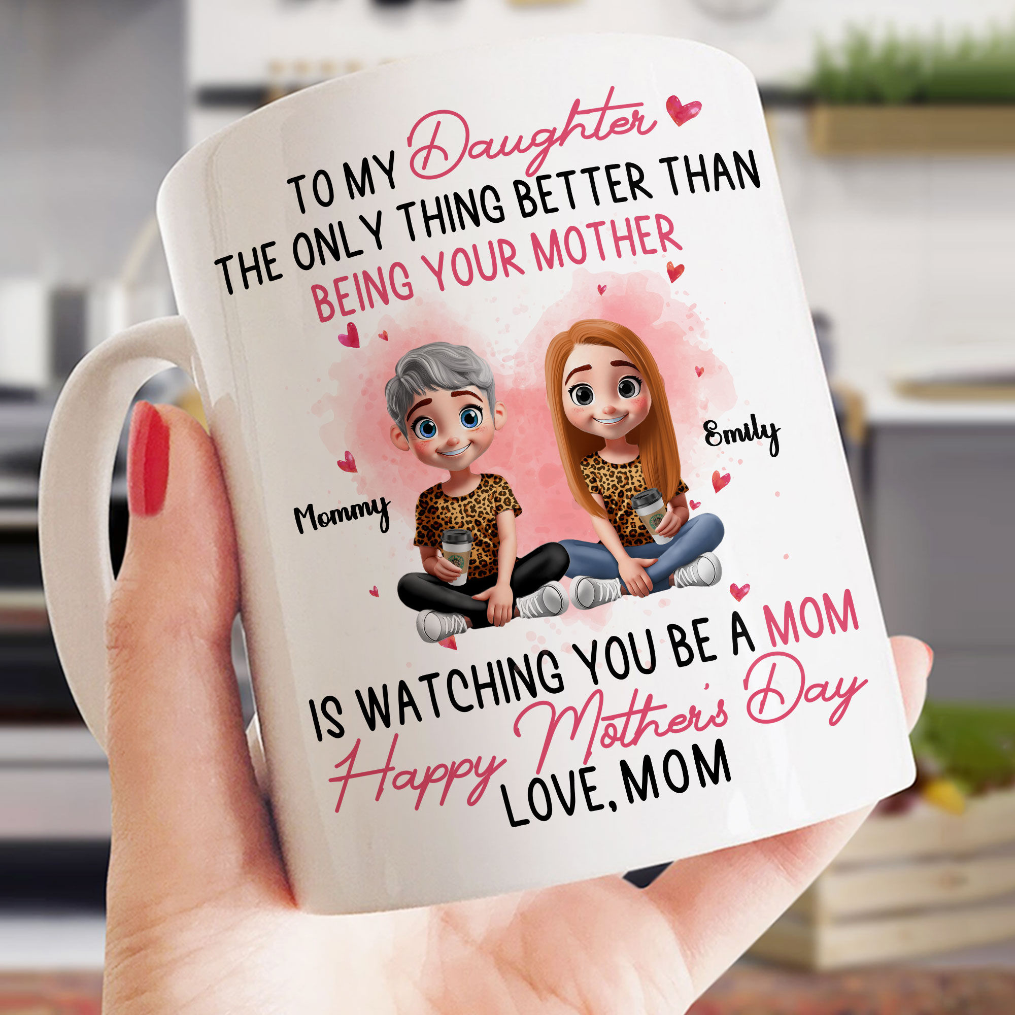 Mother's Day Gift - Happy Mother's Day Love, Mom - Pregnant Daughters Gifts From Mom - Personalized Mug