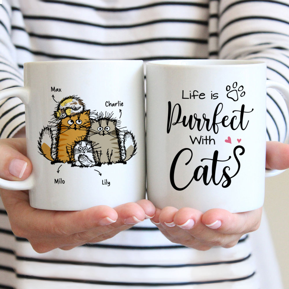 Personalized Mug - Life Is Better With Cats (Up to 7 Cats)