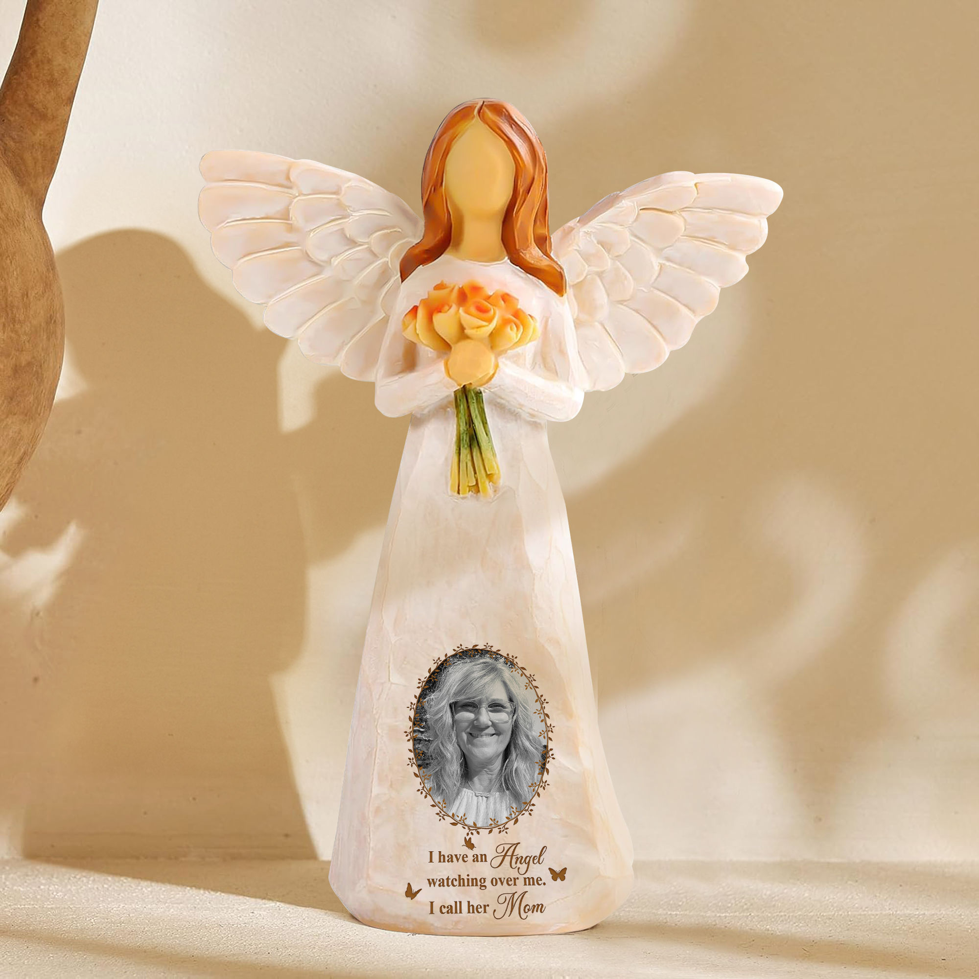 Memorial Gift – Custom Photo - Resin Figure - I have an angel watching over me. I call her Mom - Memorial Gift For Family, Mom, Grandma - Personalized Photo Resin Figure