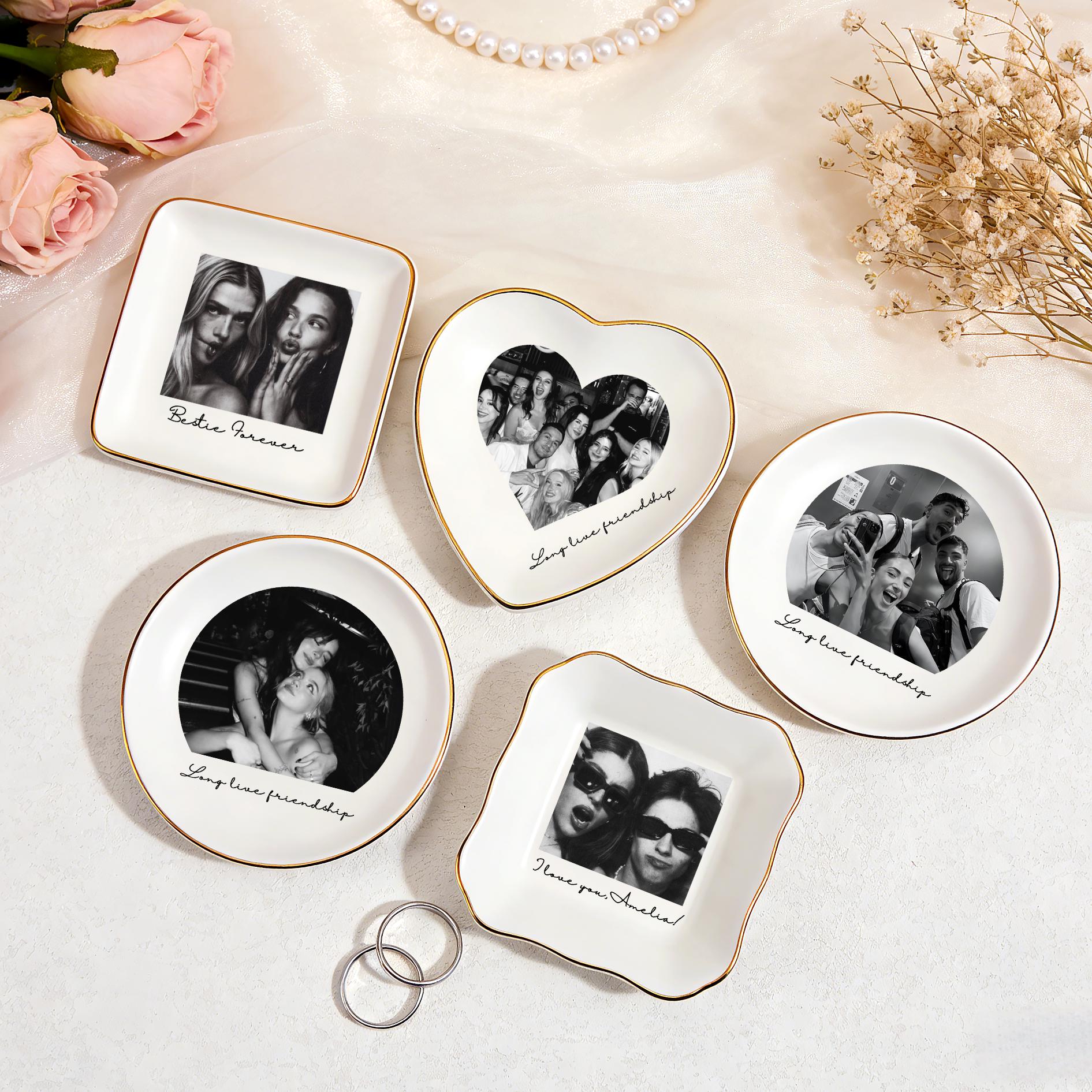 Ring Dishes - Personalised Bestie Photo Trinket Dish, Custom Jewelry Ring Dish, Bridesmaid Proposal, Ceramic Trinket Tray for Best Friend, Wedding Gift - Personalized Photo Trendy 2026