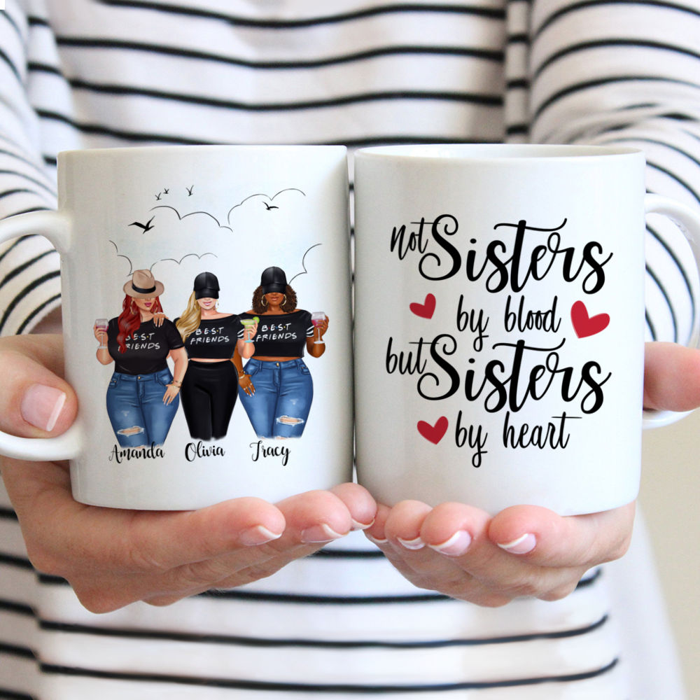 Topic - Personalized Mug - 2/3 Girls - Not Sisters By Blood But Sisters By Heart - Personalized Mug