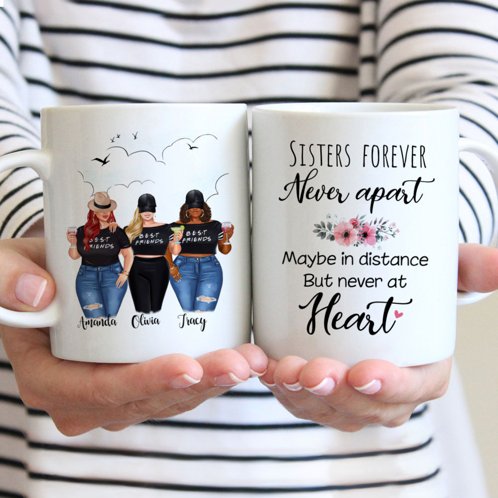 Topic - Personalized Mug - 2/3 Girls - Sisters forever, never apart. Maybe in distance but never at heart. - Personalized Mug