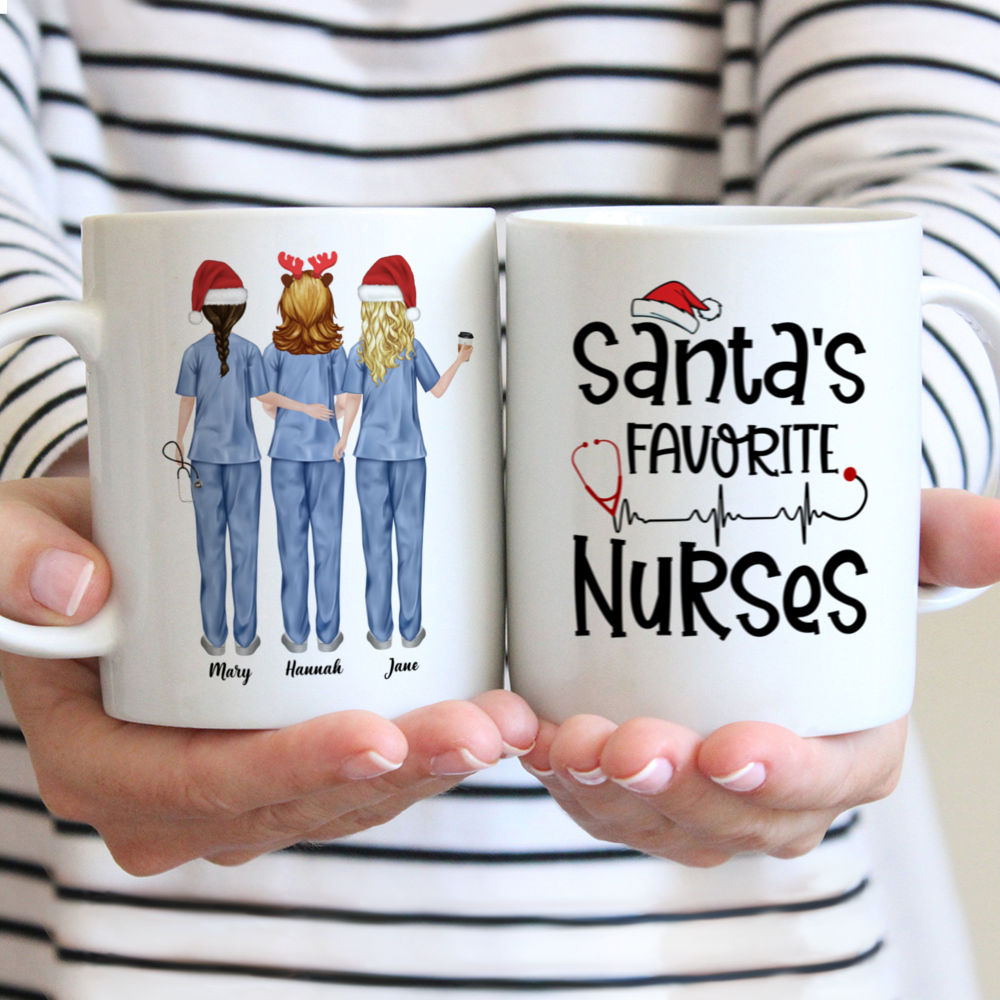 Up to 5 Nurses - Santa's Favorite Nurses - Personalized Mug