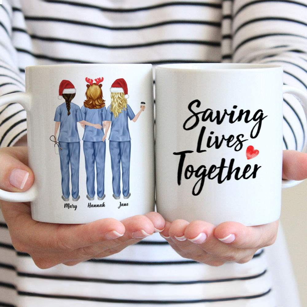 Up to 5 Nurses - Saving Lives Together - Colleagues Gifts, Co workers Gifts, Christmas Gifts for Coworkers - Personalized Mug
